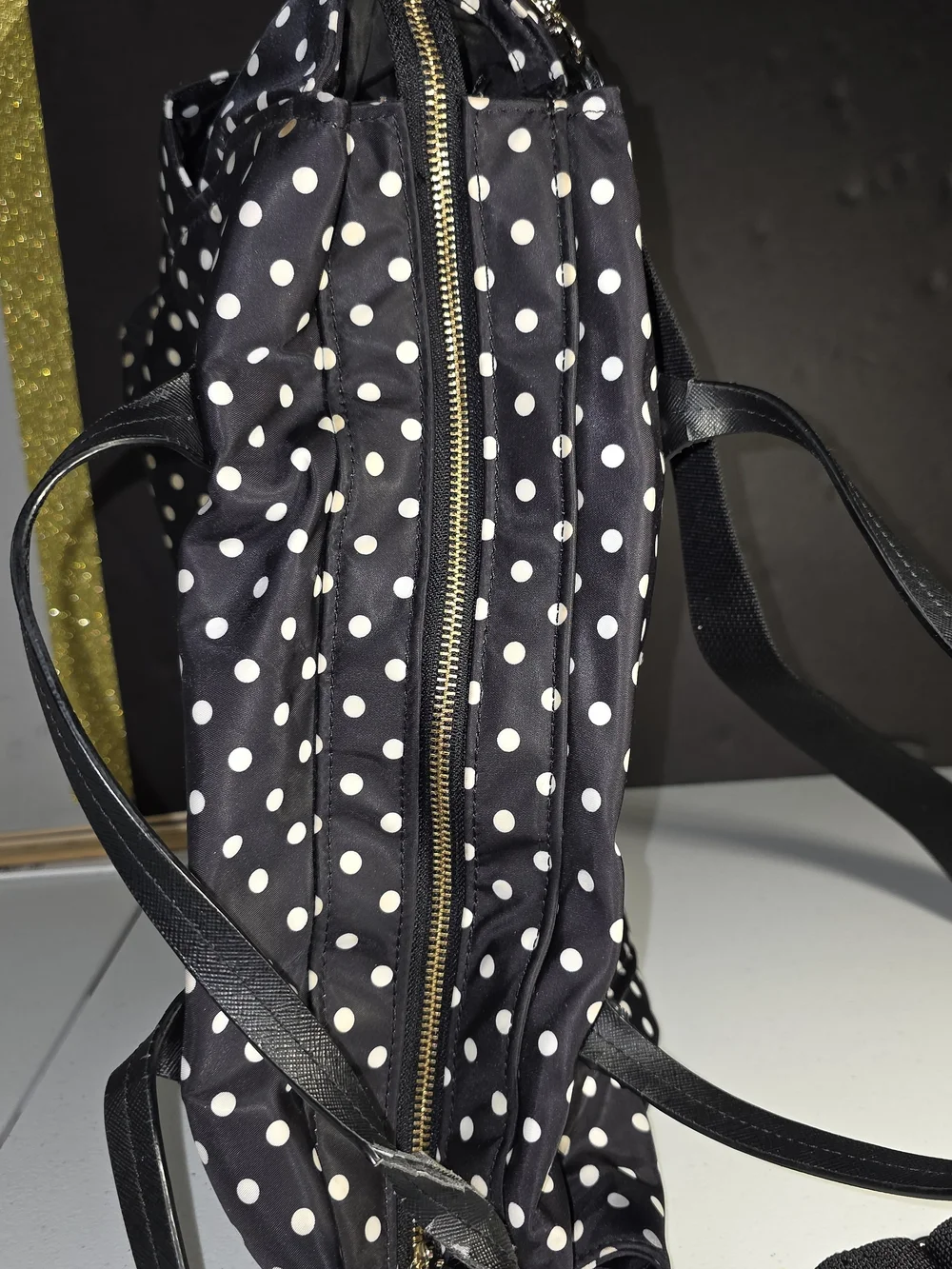 kate spade Black and White Polka Dot Baby Bag Tote Diaper Bag Needs Repair*